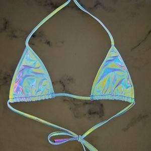 SHEIN holographic bikini top